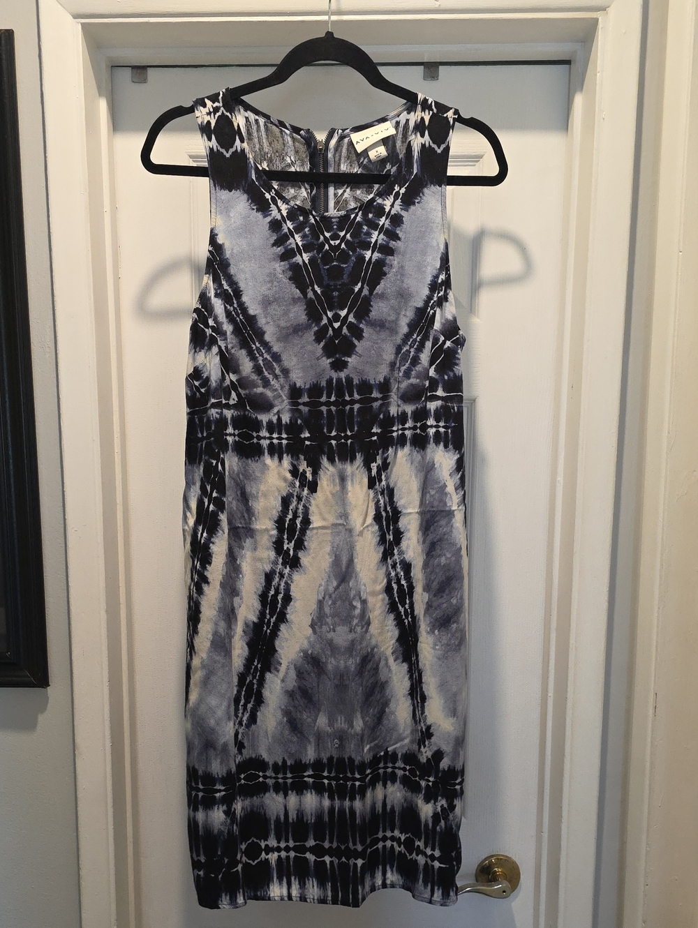Ava & Viv Black and White Tie-Dye Midi Sheath Dress